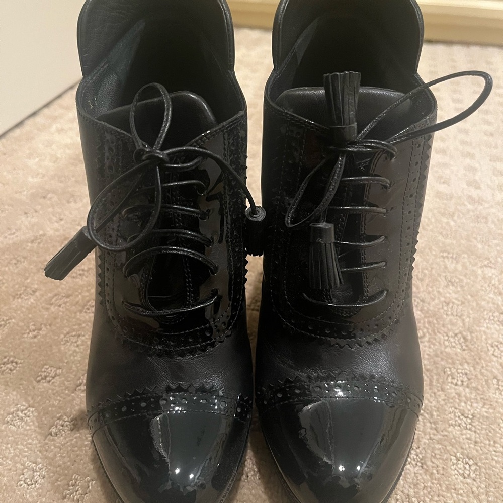 Yves Saint Laurent Black Lace Up Boots